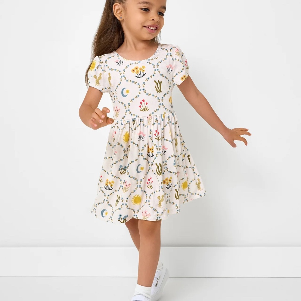 Little Sleepies Desert Meadow Ribbed Skater Dress New in Package Size 2T